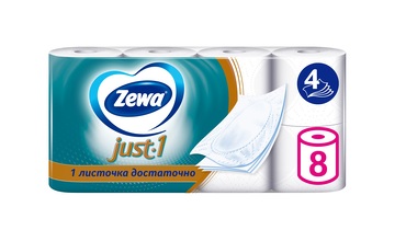 Изображение товара Zewa Just1 4-слойная туалетная бумага, 8 рулонов, Россия