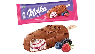 Изображение товара Мороженое эскимо Milka Сливочное с лесными ягодами 64 г