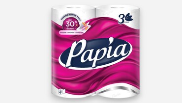 Изображение товара Бумага туалетная Papia белая 3-слойная 4 рулона