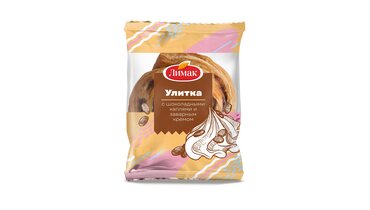 Изображение товара Улитка Лимак слоеная с шоколадными каплями и заварным кремом 100 г