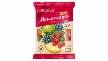 Изображение товара Мармелад Ассорти со вкусами дыни, малины, яблока и черники 275 г