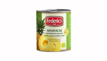 Изображение товара Ананасы Federici отборные кольцами в ананасовом соке 435 мл