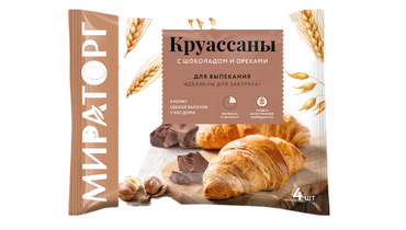 Изображение товара Круассаны Мираторг с шоколадно-ореховой начинкой для выпекания замороженные 320 г