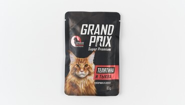 Изображение товара Влажный корм для кошек с телятиной и тыквой 85 г GRAND PRIX натуральный корм