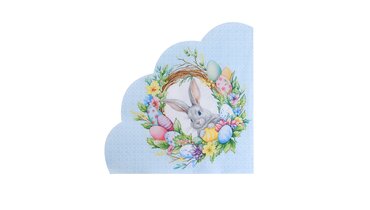Изображение товара Салфетки бумажные Art Bouquet Пасхальный венок с кроликом 3-слойные 12 л
