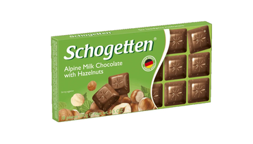 Изображение товара Шоколад молочный Schogetten Alpine Milk Chokolate with Hazelnuts с обжаренным фундуком 100 г