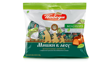 Изображение товара Конфеты шоколадные Победа вкуса Мишки в лесу с вафельной крошкой без добавления сахара 200 г