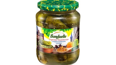 Изображение товара Огурцы Bonduelle по-дижонски с медом и семенами горчицы с/б 680 г