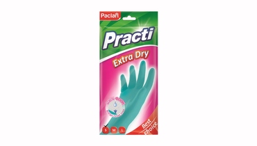 Изображение товара Перчатки резиновые Paclan Practi Extra Dry с флокированным покрытием размер S