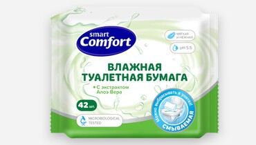 Изображение товара Бумага туалетная влажная Comfort smart с алоэ вера 42 шт