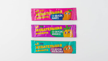 Изображение товара Конфета жевательная в ассортименте (манго,ананас,апельсин)