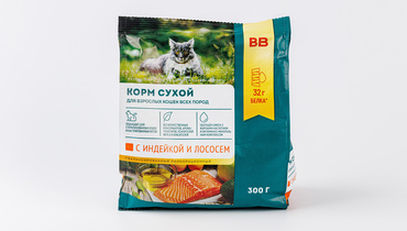 Изображение товара Корм сухой для взрослых кошек всех пород с индейкой и лососем