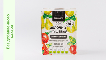 Изображение товара Сок яблочно-грушевый прямого отжима 3 л от ВкусВилл без сахара