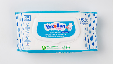 Изображение товара Бумага туалетная влажная детская YokoSun, 68 шт