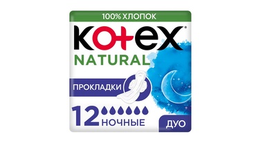 Изображение товара Прокладки гигиенические Kotex Natural ночные 12 шт