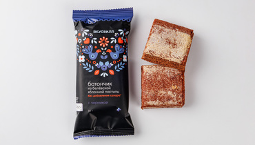 Изображение товара Батончик из белевской яблочной пастилы с черникой натуральный без сахара 35 г