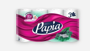Изображение товара Бумага туалетная Papia Exotics ароматизированная 3-слоя 8 рулонов