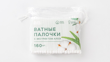 Изображение товара Палочки ватные с экстрактом Алоэ, 160 шт