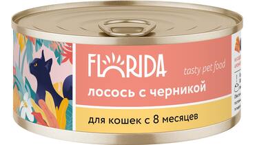 Изображение товара FLORIDA консервы Для кошек "Лосось с черникой", 100г
