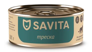 Изображение товара SAVITA консервы для кошек и котят "Треска", 100 г