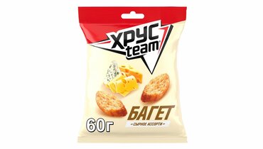 Изображение товара Сухарики Хрусteam Багет Сырное ассорти 60 г
