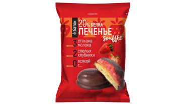 Изображение товара Печенье протеиновое с суфле Ёбатон Клубника 50 г