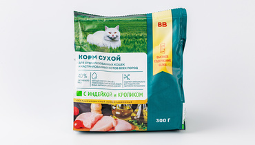 Изображение товара Сухой корм для стерилизованных кошек с индейкой и кроликом 300 г ВкусВилл