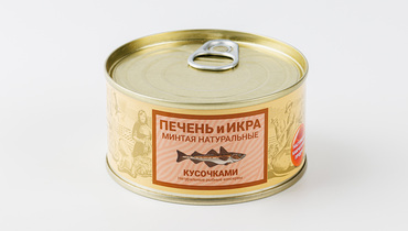 Изображение товара Печень и икра минтая натуральные кусочками, 185 г