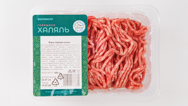 Изображение товара Говяжий фарш Халяль ВкусВилл 400 г охлаждённый для котлет и блюд