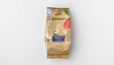 Изображение товара Кешью обжаренный соленый с луком ВкусВилл 80 г натуральный орех со специями