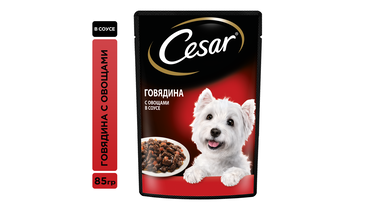 Изображение товара Корм влажный для собак Cesar говядина с овощами 85 г