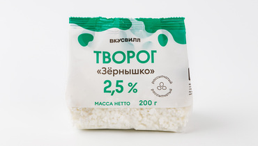 Изображение товара Творог Зернышко 2,5% 200 г натуральный для завтраков и десертов