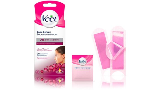 Восковые полоски Veet 20 шт, для чувствительных участков
